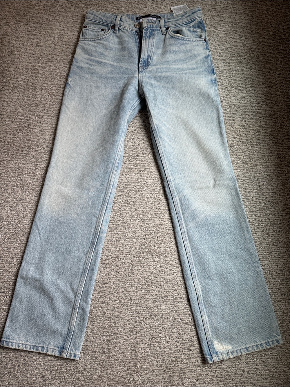 Zara Light Blue Straight-Leg Jeans